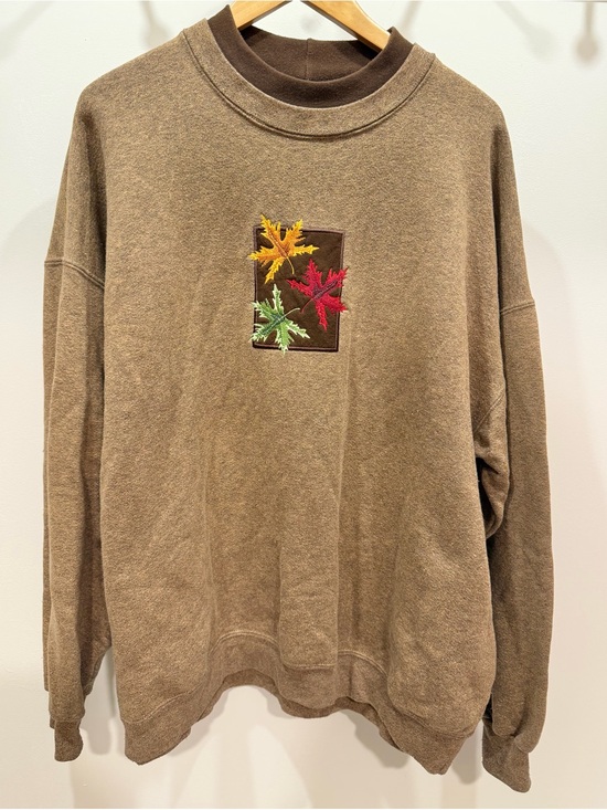 Lee Sweaters - VINTAGE 90s LEE Fall Leaves Embroidered Brown Crewneck, 2XL